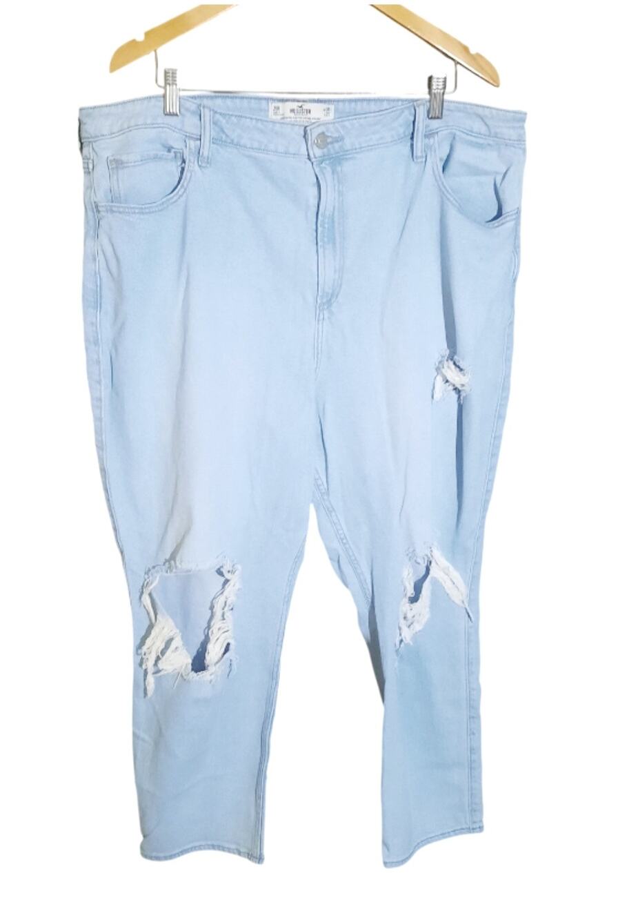 Hollister Womens Curvy Ultra High Rise Vintage Straight Light Wash Jean Size 21R